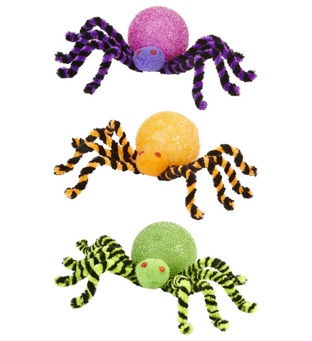 12 Color Changing Light Spiders 30 Cm - In Display Box - 3 Colors Ass.