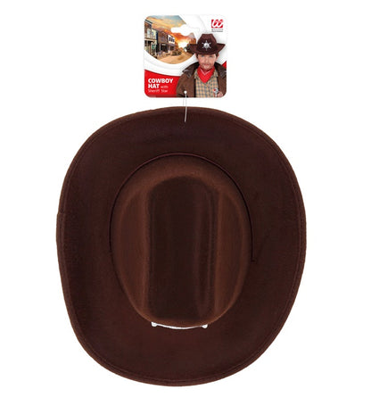 Real Look Brown Cowboy Hat With Sheriff Star Child Size