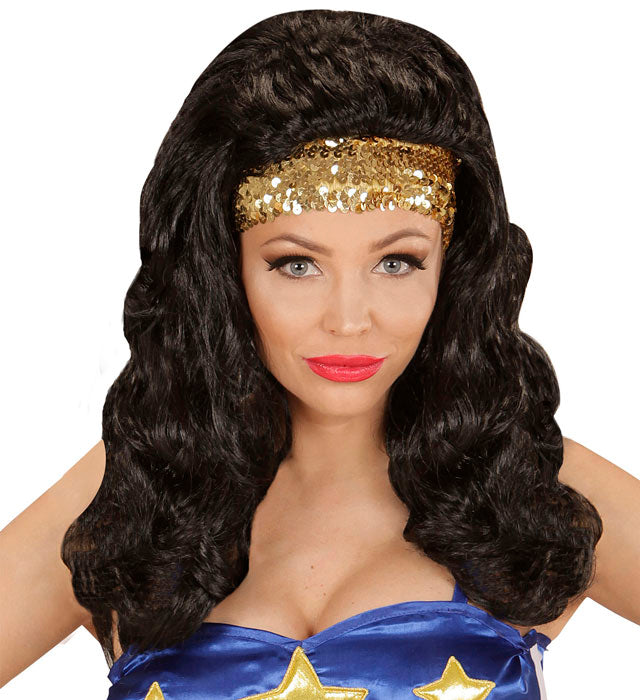 Super Hero Girl Wig With Sequin Headband In Box