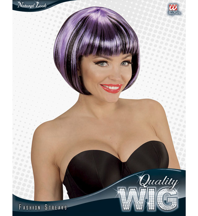 Black-Purple Fashion Streaks Wig In Polybag