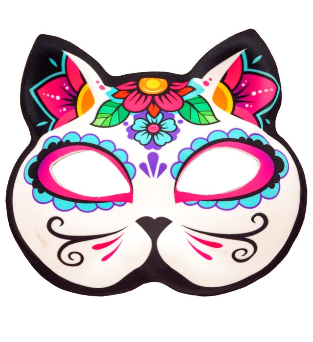 Dia De Los Muertos Cat Chinless Fabric Mask