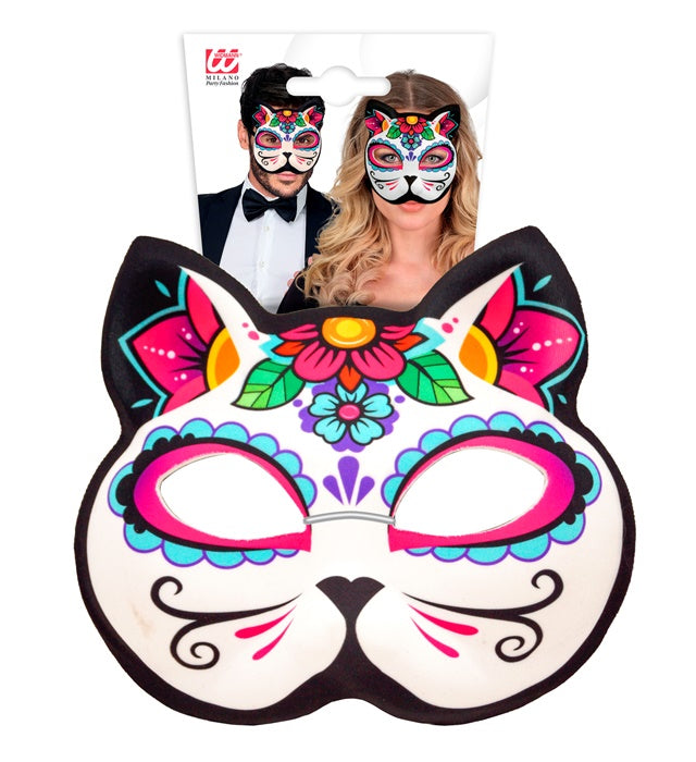 Dia De Los Muertos Cat Chinless Fabric Mask