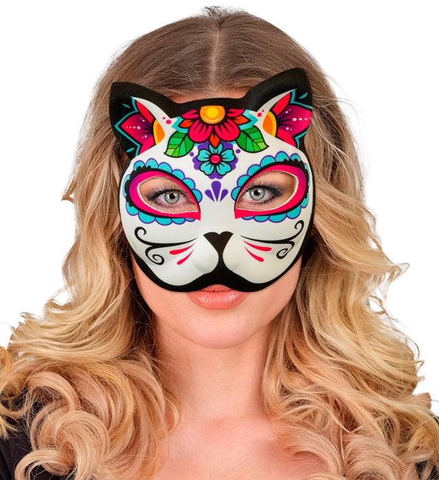 Dia De Los Muertos Cat Chinless Fabric Mask