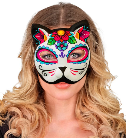 Dia De Los Muertos Cat Chinless Fabric Mask