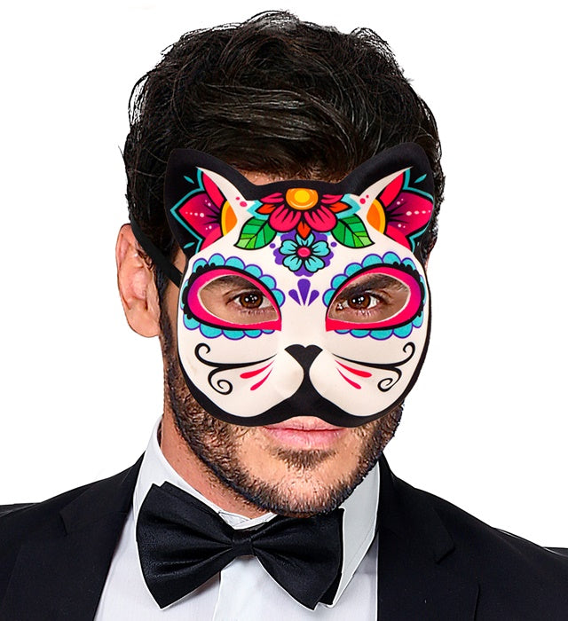 Dia De Los Muertos Cat Chinless Fabric Mask