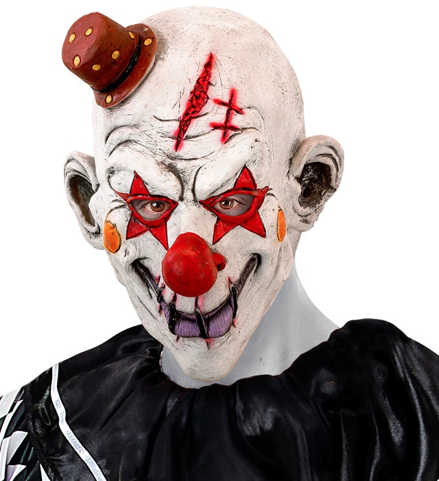 Killer Clown Full Head Mask With Mini Hat