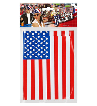 Usa Flag Garland 6 M  Flag Size 15 X 20,5 Cm  - Flame Retardant