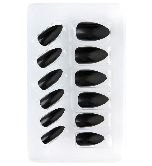 Set Of 12 Self-Adhesive Black Stiletto Nails