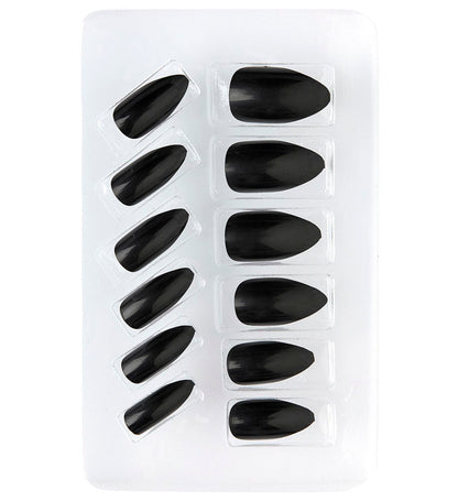 Set Of 12 Self-Adhesive Black Stiletto Nails
