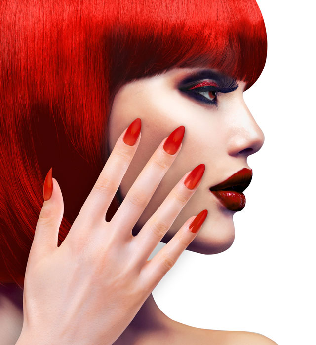Set Of 12 Self-Adhesive Red Stiletto Nails