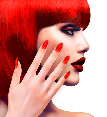 Set Of 12 Self-Adhesive Red Stiletto Nails