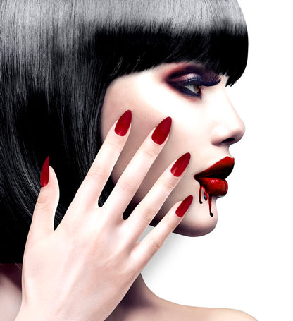 Set Of 12 Self-Adhesive Burgundy Stiletto Nails