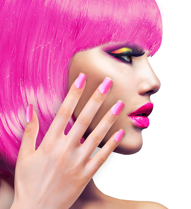 Set Of 12 Self-Adhesive Neon Pinkairbrush Nails