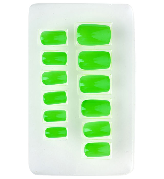 Set Of 12 Self-Adhesive Neon Green Airbrush Nails