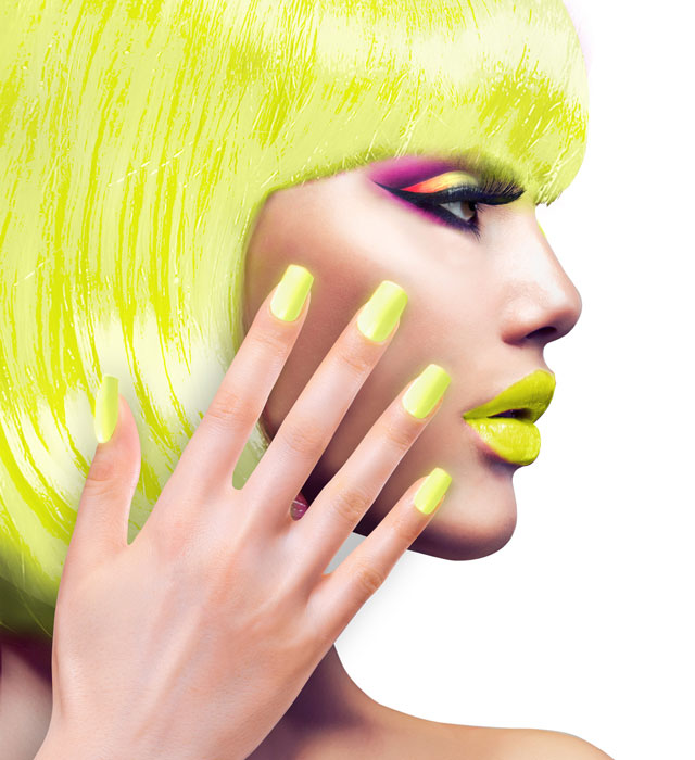 Set Of 12 Self-Adhesive Neon Yellow Airbrush Nails