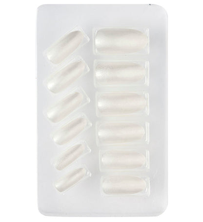 Set Of 12 Self-Adhesive Iridescent White Nails