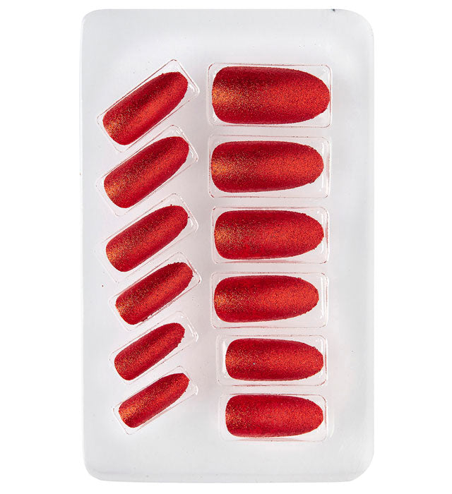 Set Of 12 Self-Adhesive Red Y Nails