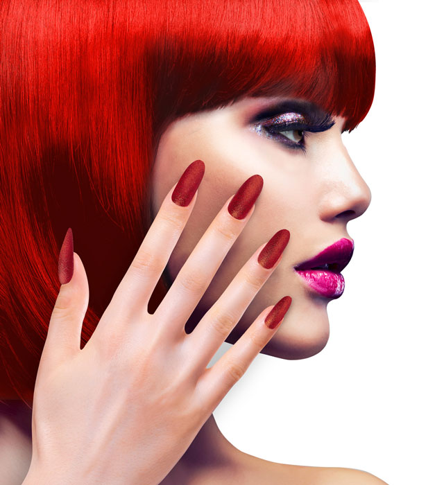 Set Of 12 Self-Adhesive Red Y Nails