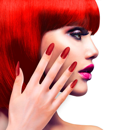 Set Of 12 Self-Adhesive Red Y Nails