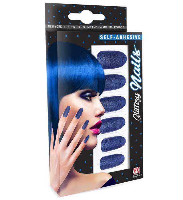 Set Of 12 Self-Adhesive Blue Y Nails