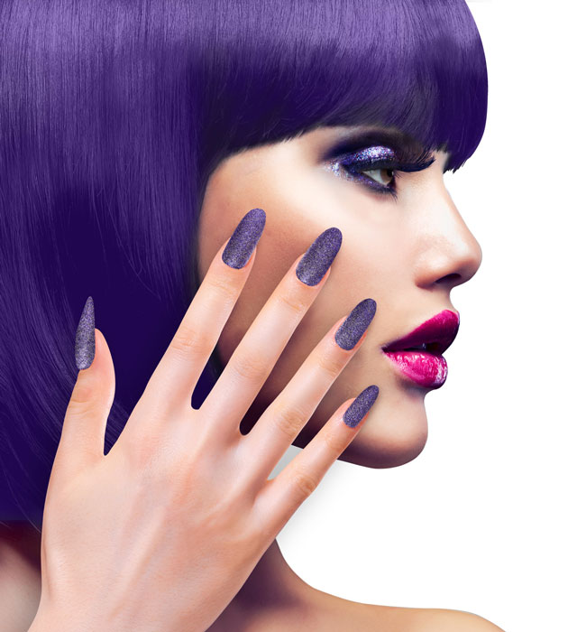 Set Of 12 Self-Adhesive Purple Y Nails