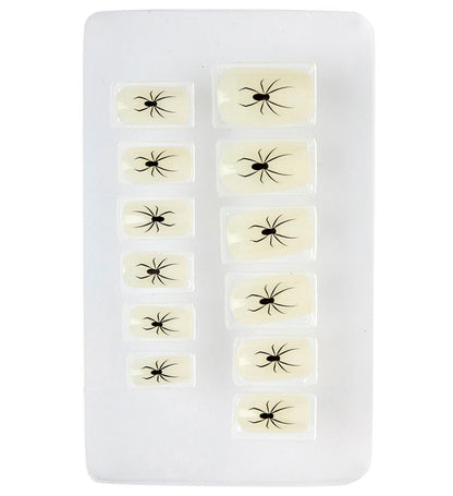 Set Of 12 Self-Adhesive Glow In The Dark Spider Nails