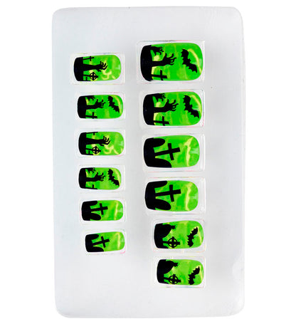 Set Of 12 Self-Adhesive Neon Haunted Nails