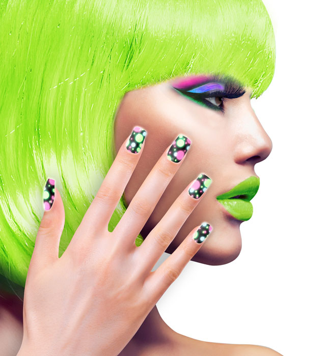 Set Of 12 Self-Adhesive Neon Dotsnails