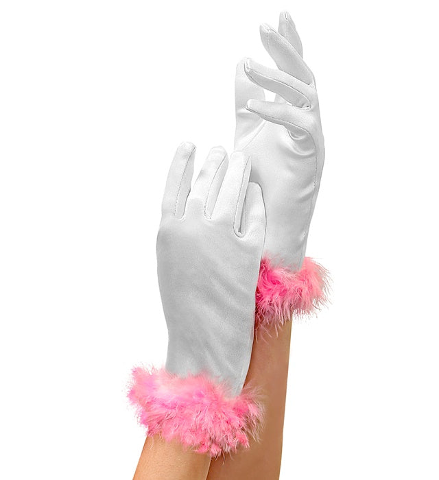 Glamour Satin Gloves With Maraboutrim Child Size
