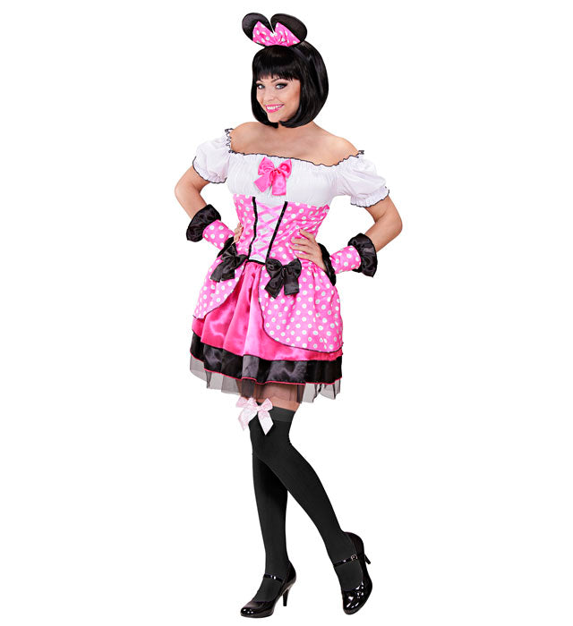 Pink Mouse  Dress, Cuffs, Ears 