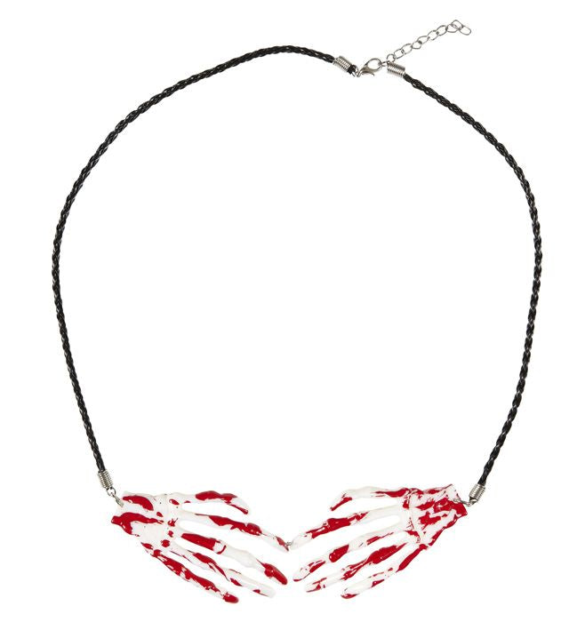Bloody Skeleton Hands Necklace