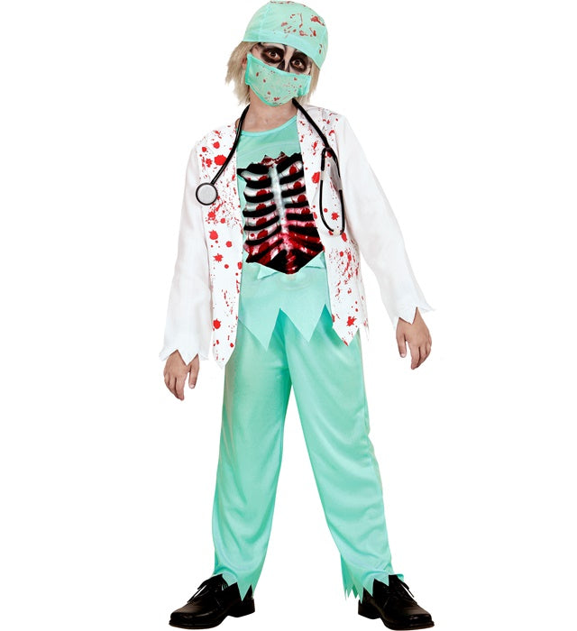 Zombie Doctor  Bloody Jacket With Shirt & Bones Eva Chest, Pants, Hat, Face Mask, Stethoscope 