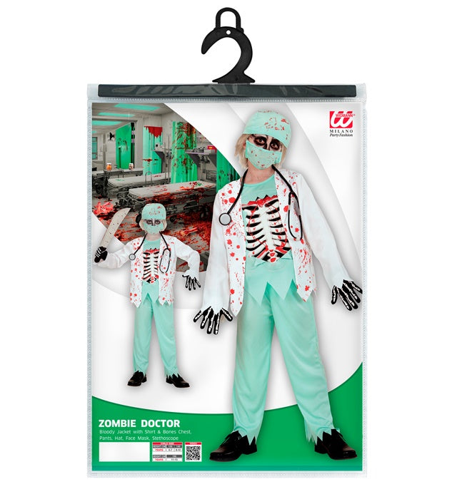 Zombie Doctor  Bloody Jacket With Shirt & Bones Eva Chest, Pants, Hat, Face Mask, Stethoscope 