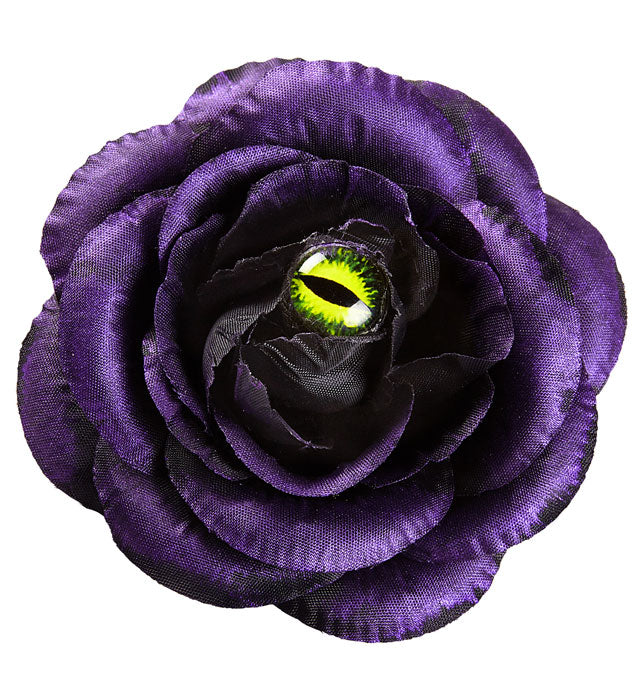 Purple Rose Hair Clip With Cat Eye