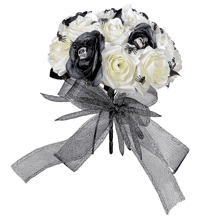 Halloween Bridal Bouquet With Skulls & Spiders