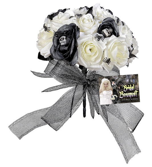 Halloween Bridal Bouquet With Skulls & Spiders