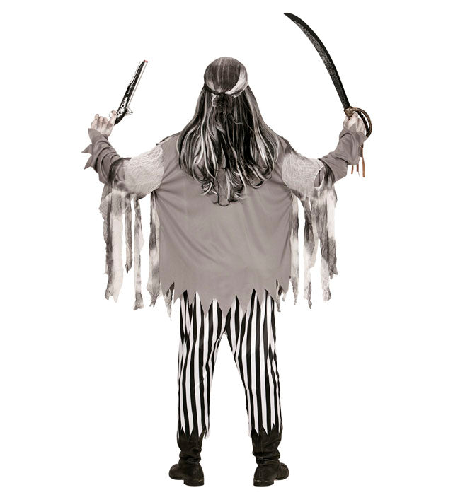 Ghost Ship Pirate  Shirt With Bone Chest, Jacket, Pants, Bandana, Eye-Patch 