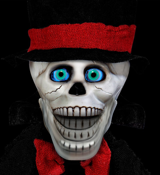 Sound Sensor Activated Blinking Eyes & Moving Jaw Talking Animated Groom'S Skull 80 Cm - Speaks 3 Different Rhymes