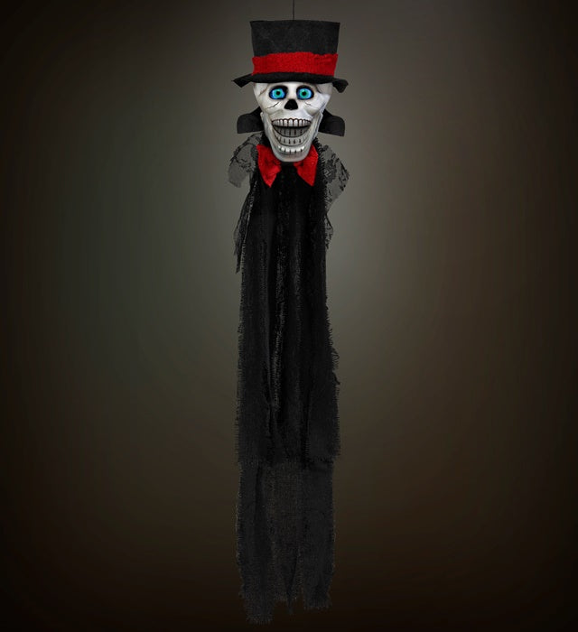 Sound Sensor Activated Blinking Eyes & Moving Jaw Talking Animated Groom'S Skull 80 Cm - Speaks 3 Different Rhymes