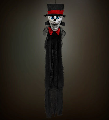 Sound Sensor Activated Blinking Eyes & Moving Jaw Talking Animated Groom'S Skull 80 Cm - Speaks 3 Different Rhymes