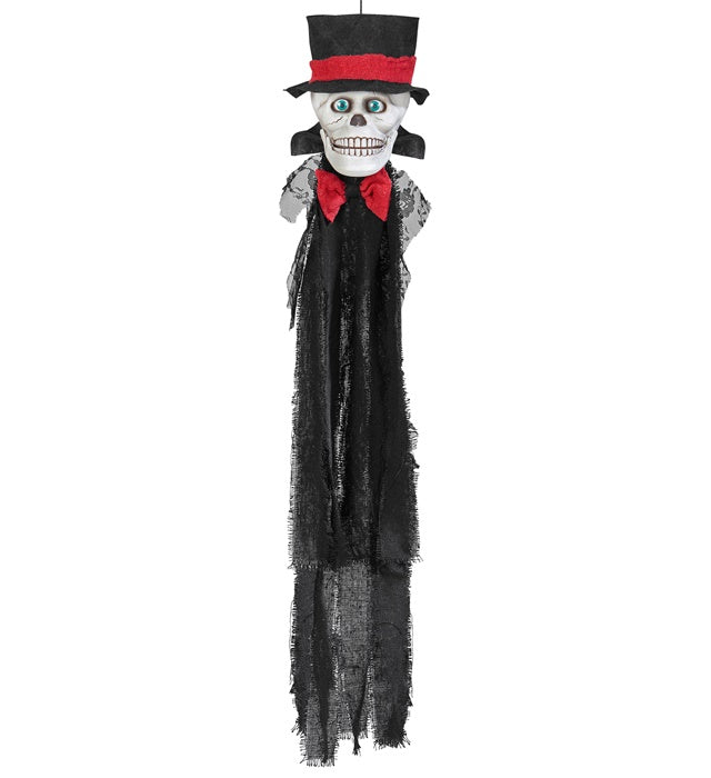 Sound Sensor Activated Blinking Eyes & Moving Jaw Talking Animated Groom'S Skull 80 Cm - Speaks 3 Different Rhymes