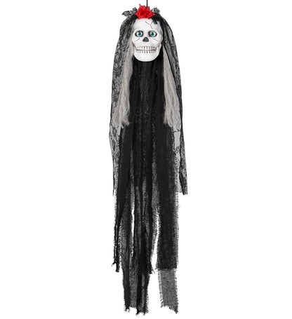 Sound Sensor Activated Blinking Eyes & Moving Jaw Talking Animated Bride'S Skull 80 Cm - Speaks 3 Different Rhymes