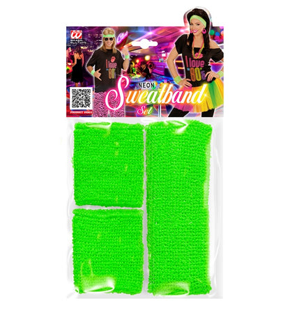 Neon Green Sweatbands Set  Headband And 2 Wristbands 