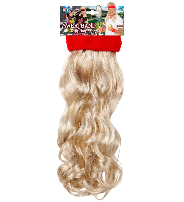 Red Sweatband With Blond Curly Hair