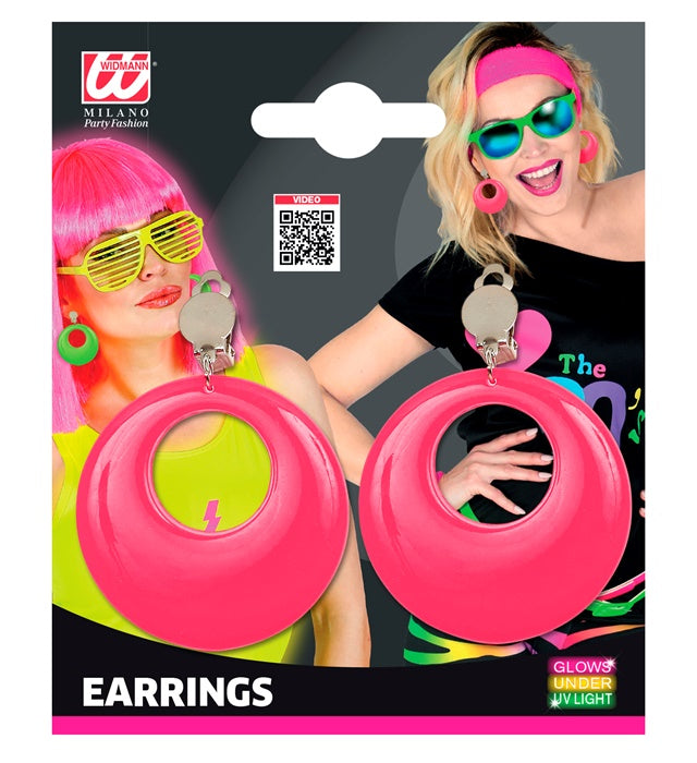 Pair Of Neon Pink Earrings