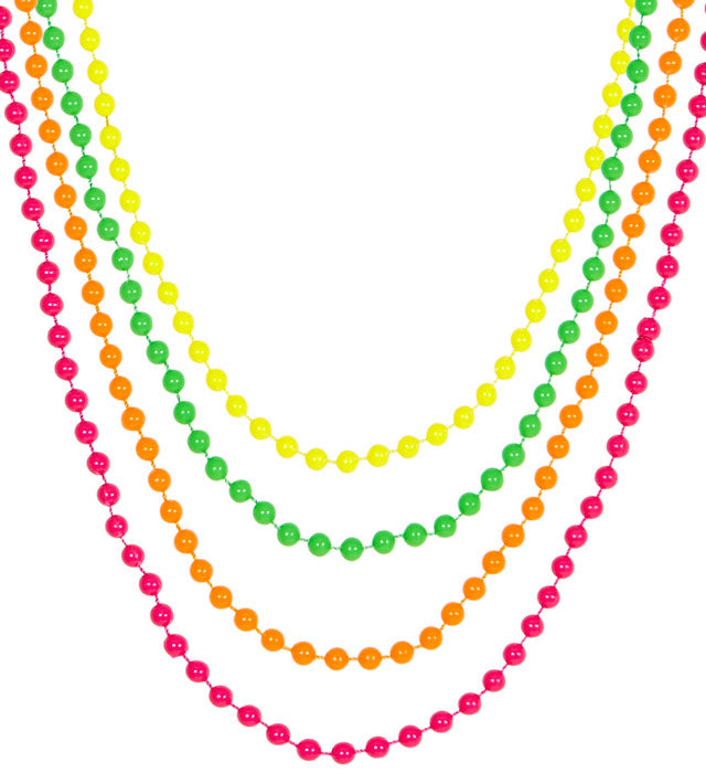 Set Of 4 Neon Beaded Necklaces