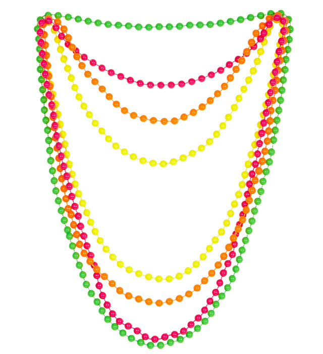 Set Of 4 Neon Beaded Necklaces