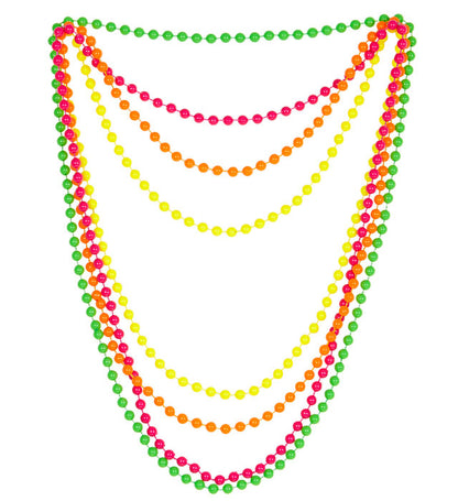 Set Of 4 Neon Beaded Necklaces