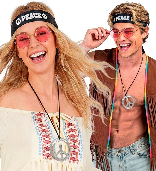 Set Hippie  Headband, Glasses, Necklace 
