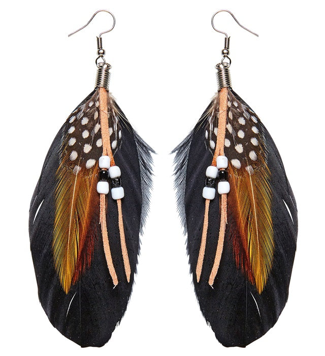 Pair Of Beaded Feather Earrings